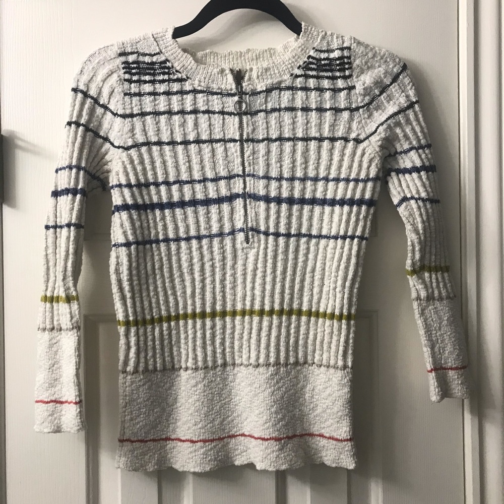 Free People 3/4 sleeve zipped top, size S